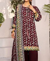 Safwa Dark Maroon Lawn Suit- Pakistani Designer Lawn Suits