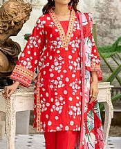 Safwa Red Lawn Suit- Pakistani Designer Lawn Suits