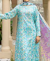 Safwa Turquoise Lawn Suit- Pakistani Designer Lawn Suits