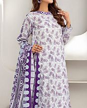 Safwa Off White/Purple Lawn Suit- Pakistani Designer Lawn Suits