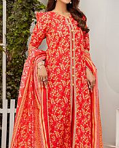 Safwa Cadmium Red Lawn Suit- Pakistani Lawn Dress