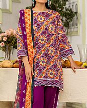 Safwa Rich Purple/Halloween Orange Lawn Suit- Pakistani Designer Lawn Suits