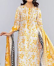 Safwa Off White/Mustard Lawn Suit- Pakistani Designer Lawn Suits