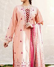 Safwa Peachy Pink Lawn Suit- Pakistani Designer Lawn Suits