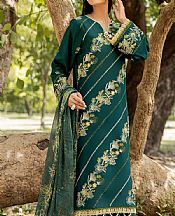 Safwa Green Lawn Suit- Pakistani Designer Lawn Suits