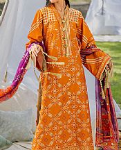Safwa Bright Orange Lawn Suit- Pakistani Designer Lawn Suits