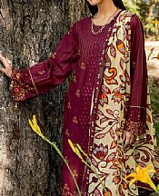 Safwa Wine Lawn Suit- Pakistani Designer Lawn Suits