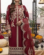 Sahane Maroon Oak Silk Suit- Pakistani Chiffon Dress