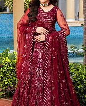 Sahane Wine Red Net Suit- Pakistani Chiffon Dress