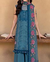 Saira Rizwan Denim Blue Lawn Suit- Pakistani Designer Lawn Suits