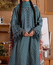Saira Rizwan Greyish Turquoise Lawn Suit- Pakistani Designer Lawn Suits