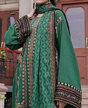 Saira Rizwan Emerald Green Karandi Suit- Pakistani Winter Dress
