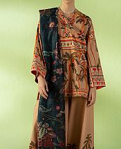 Saira Rizwan Beige Cambric Suit- Pakistani Designer Lawn Suits