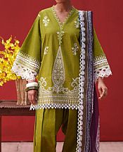 Saira Rizwan Olive Green Lawn Suit- Pakistani Designer Lawn Suits