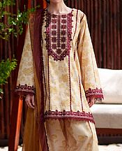 Saira Rizwan Off White/Mustard Lawn Suit- Pakistani Designer Lawn Suits