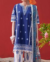 Saira Rizwan Navy Blue/Off White Lawn Suit- Pakistani Designer Lawn Suits