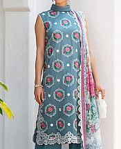 Saira Rizwan Grey Blue Lawn Suit- Pakistani Lawn Dress
