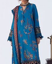 Saira Rizwan Blue Karandi Suit- Pakistani Winter Dress
