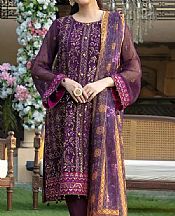 Salitex Plum Net Suit- Pakistani Designer Chiffon Suit