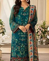 Salitex Teal Net Suit- Pakistani Chiffon Dress