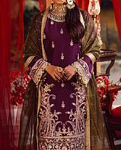 Salitex Purple Cotton Net Suit- Pakistani Chiffon Dress
