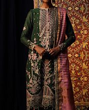 Salitex Bottle Green Yarn Dyed Suit- Pakistani Chiffon Dress