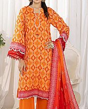 Salitex Orange Lawn Suit- Pakistani Designer Lawn Suits