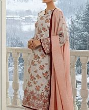 Salitex White/Peach Khaddar Suit- Pakistani Winter Clothing