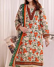 Salitex Ivory/Orange Lawn Suit- Pakistani Designer Lawn Suits