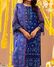 Salitex Royal Blue Net Suit- Pakistani Chiffon Dress