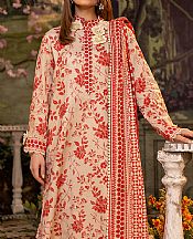 Salitex Ivory/Rust Lawn Suit- Pakistani Lawn Dress