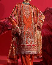 Salitex Bright Orange Cotton Net Suit- Pakistani Chiffon Dress