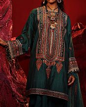 Salitex Teal Cotton Net Suit- Pakistani Designer Chiffon Suit