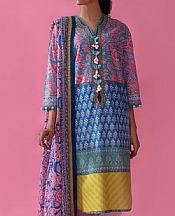 Turquoise/Pink Lawn Suit (2 Pcs)- Pakistani Designer Lawn Dress
