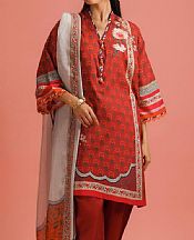 Red Lawn Suit (2 Pcs)- Pakistani Designer Lawn Dress