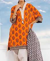 Safety Orange Lawn Suit (2 Pcs)- Pakistani Designer Lawn Dress