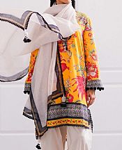 Mustard Lawn Suit (2 Pcs)- Pakistani Designer Lawn Dress