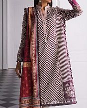 White/Egg Plant Lawn Suit (2 Pcs)- Pakistani Lawn Dress