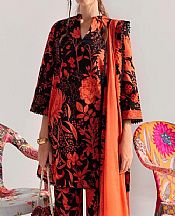 Sana Safinaz Black/Safety Orange Slub Suit