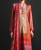 Sana Safinaz Safety Orange Linen Suit (2 Pcs)- Pakistani Winter Clothing