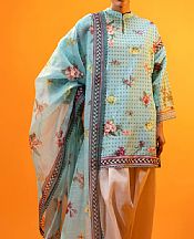 Sana Safinaz Turquoise Lawn Suit (2 Pcs)- Pakistani Designer Lawn Suits
