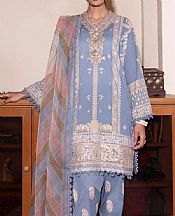 Cornflower Blue Lawn Suit- Pakistani Lawn Dress