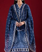 Sana Safinaz Navy Blue Lawn Suit (2 pcs)- Pakistani Designer Lawn Suits