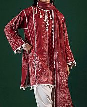 Sana Safinaz Maroon Lawn Suit (2 pcs)- Pakistani Lawn Dress