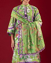 Sana Safinaz Parrot Green Lawn Suit- Pakistani Lawn Dress