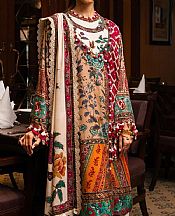 Sana Safinaz Beige/Orange Linen Suit- Pakistani Winter Dress