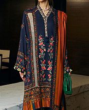 Sana Safinaz Navy Blue Linen Suit- Pakistani Winter Dress