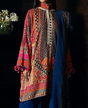 Sana Safinaz Orange/Blue Linen Suit- Pakistani Winter Dress