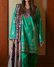 Sana Safinaz Emerald Green Slub Suit