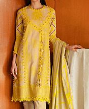 Sana Safinaz Yellow/Ivory Slub nen Suit- Pakistani Winter Clothing